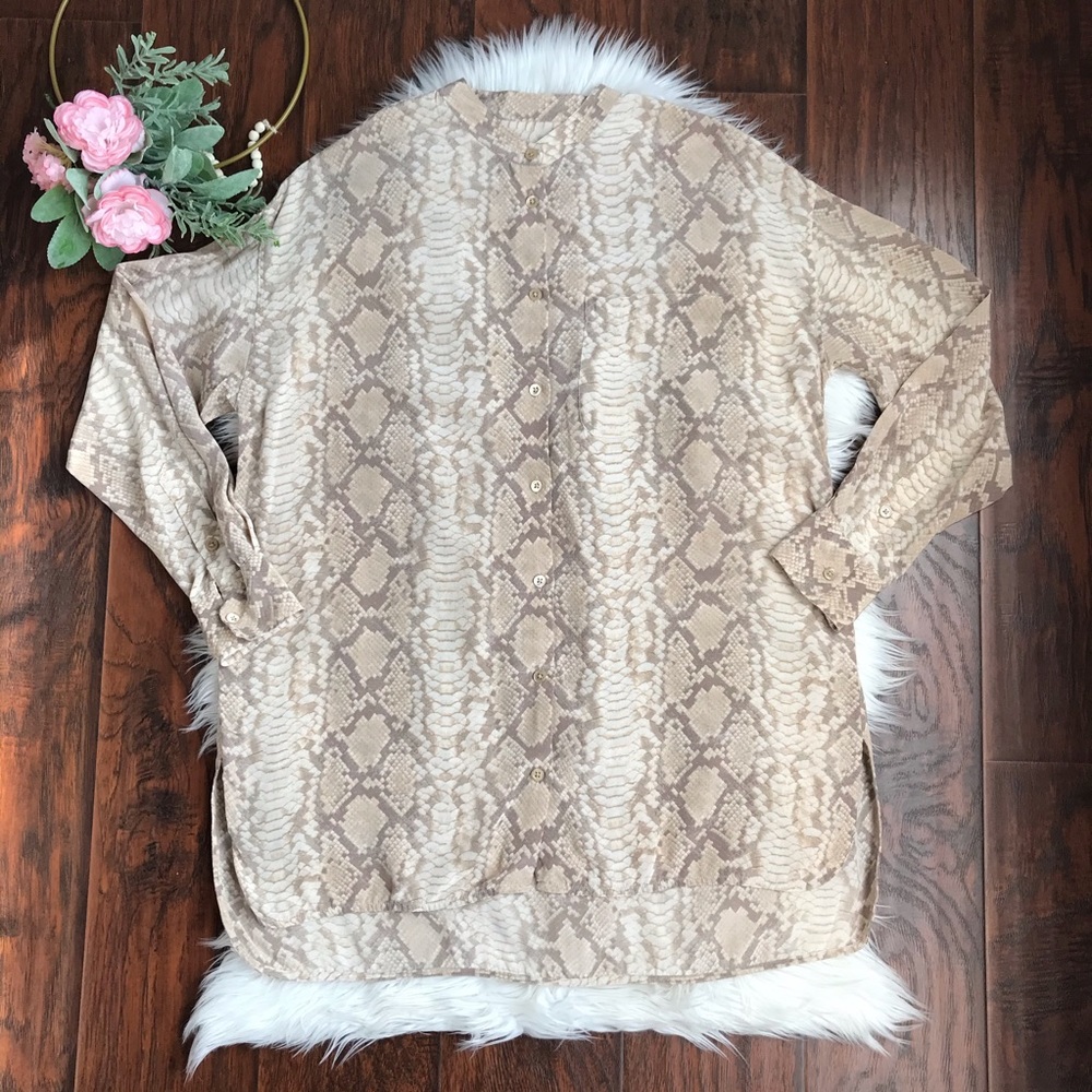 Equipment Melodie Snake Print Button Down Top